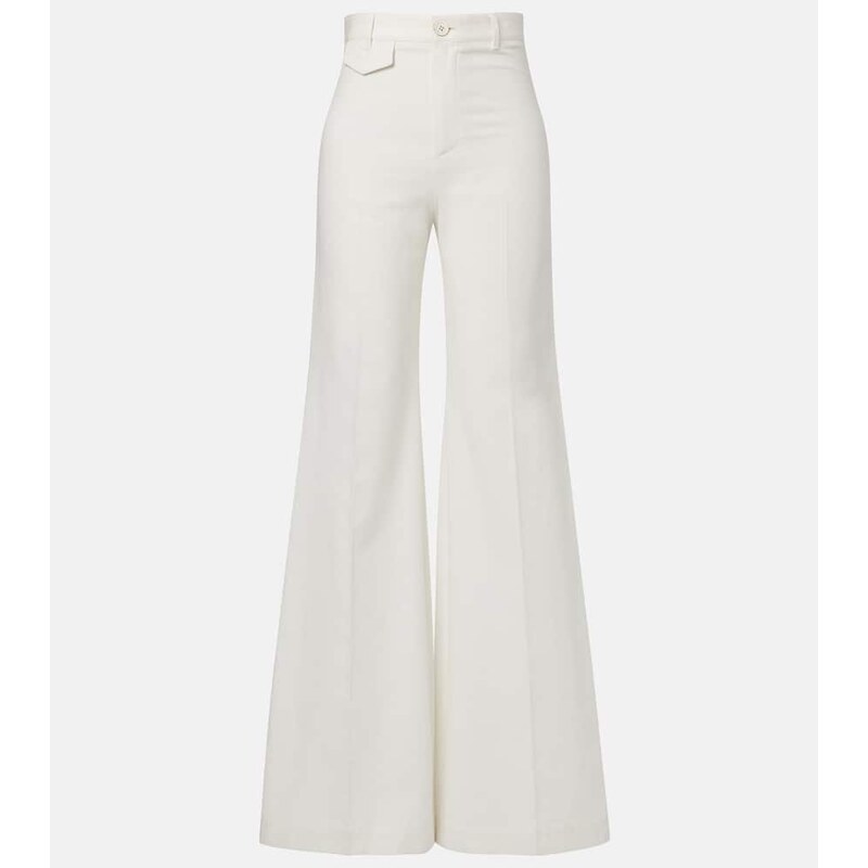 Chloé High-rise cotton canvas flared pants