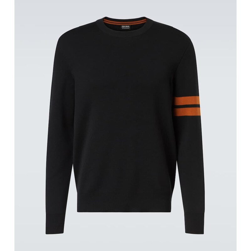 Mužský klasický svetr Zegna v černé a oranžové barvě