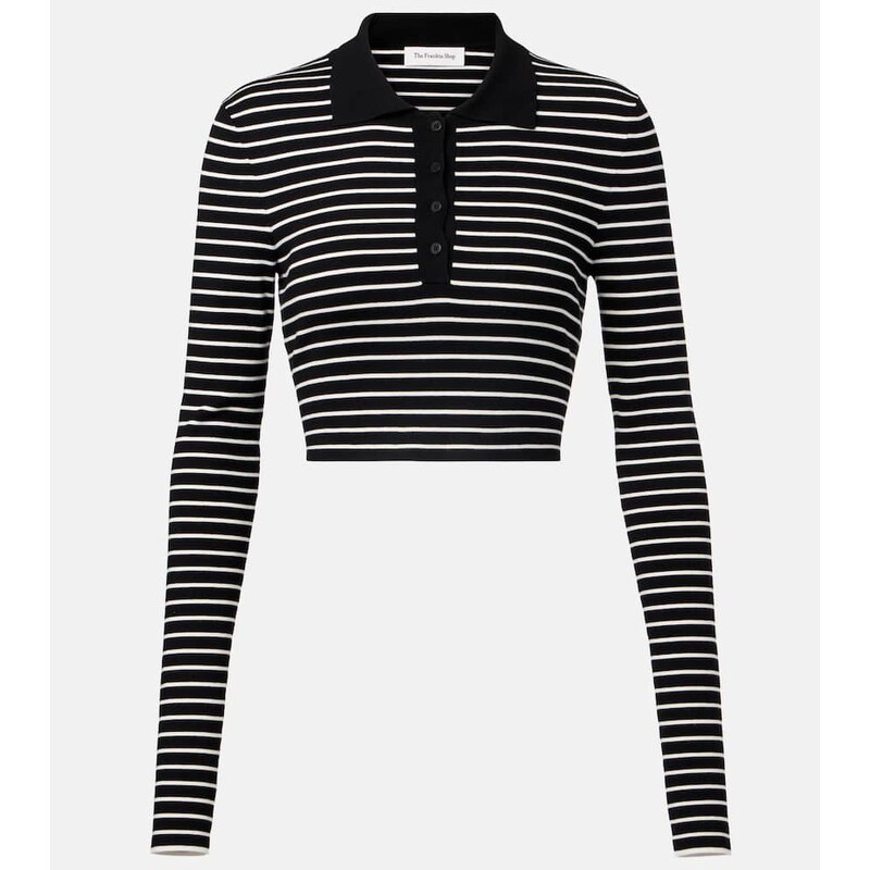 The Frankie Shop Giselle striped cropped polo shirt