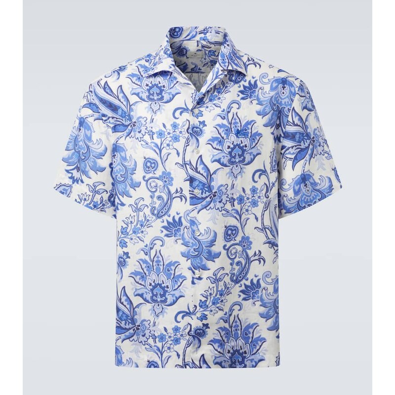 Etro Paisley linen bowling shirt