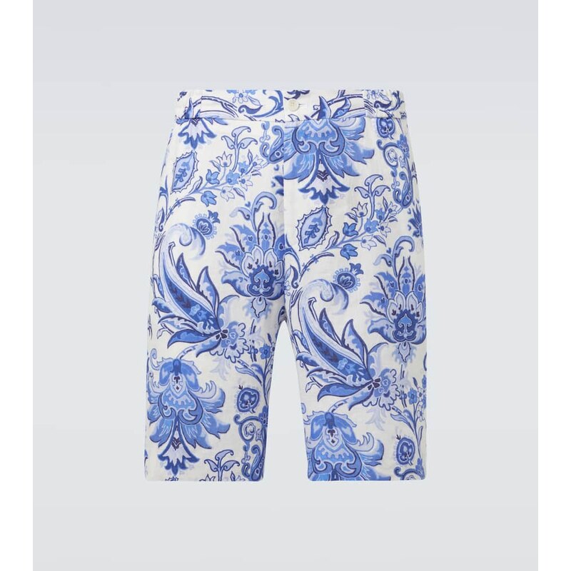 Etro Paisley linen Bermuda shorts