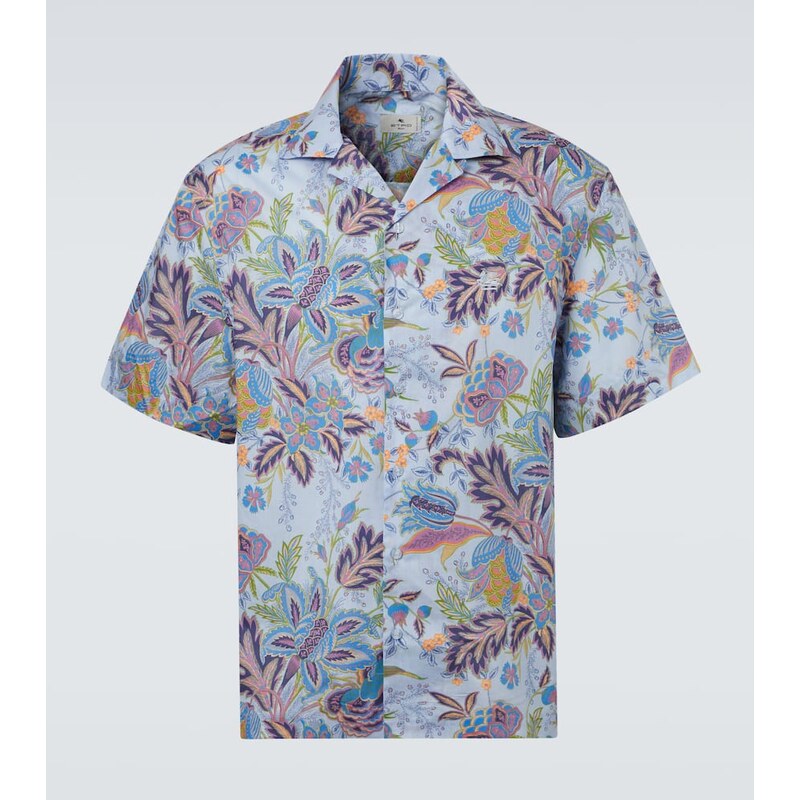 Etro Printed cotton poplin bowling shirt