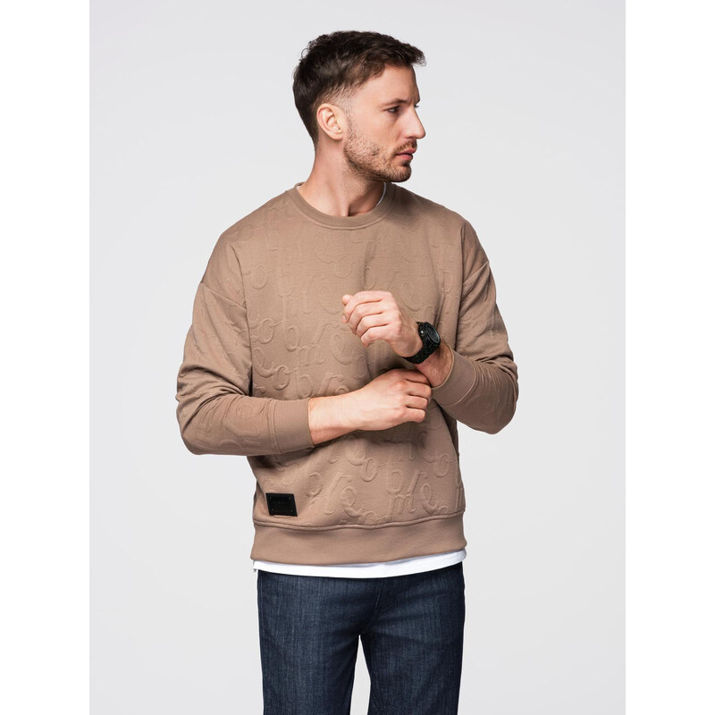 Ombre Mens RELAXED FIT sweatshirt with embossed letters - brown
