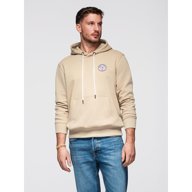 Ombre Mens kangaroo sweatshirt with hood and college style patch