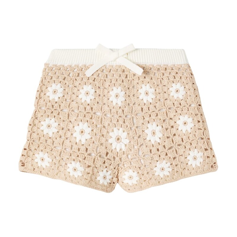 Zimmermann Kids Cascadian floral crochet cotton shorts