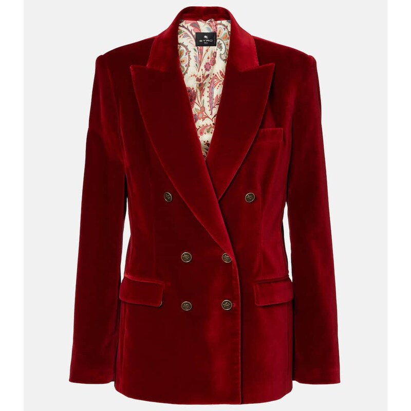 Etro Double-breasted cotton velvet blazer