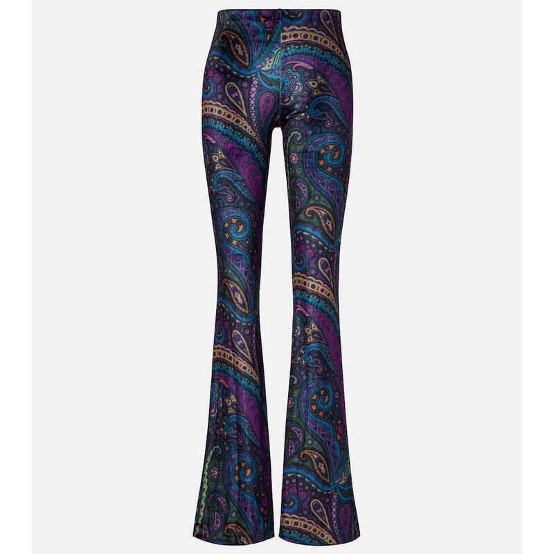 Etro Printed high-rise velvet flared pants