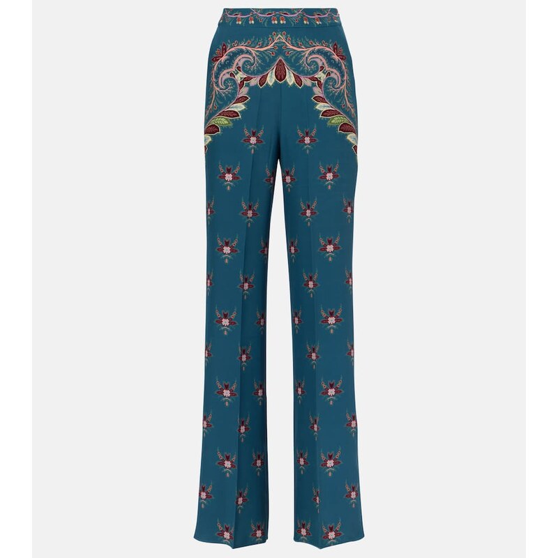 Etro Floral printed silk flared pants