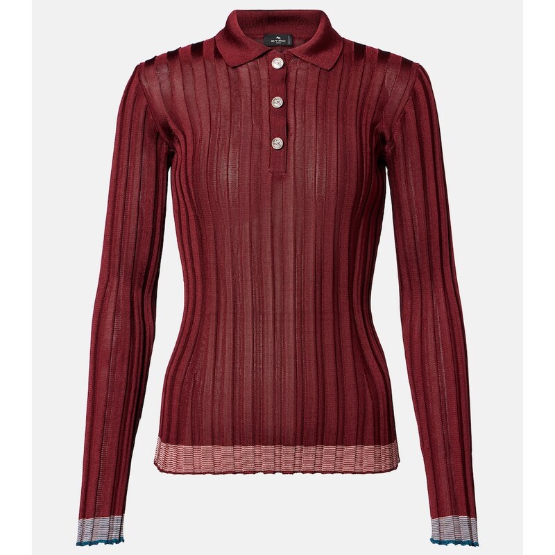 Etro Ribbed-knit polo sweater