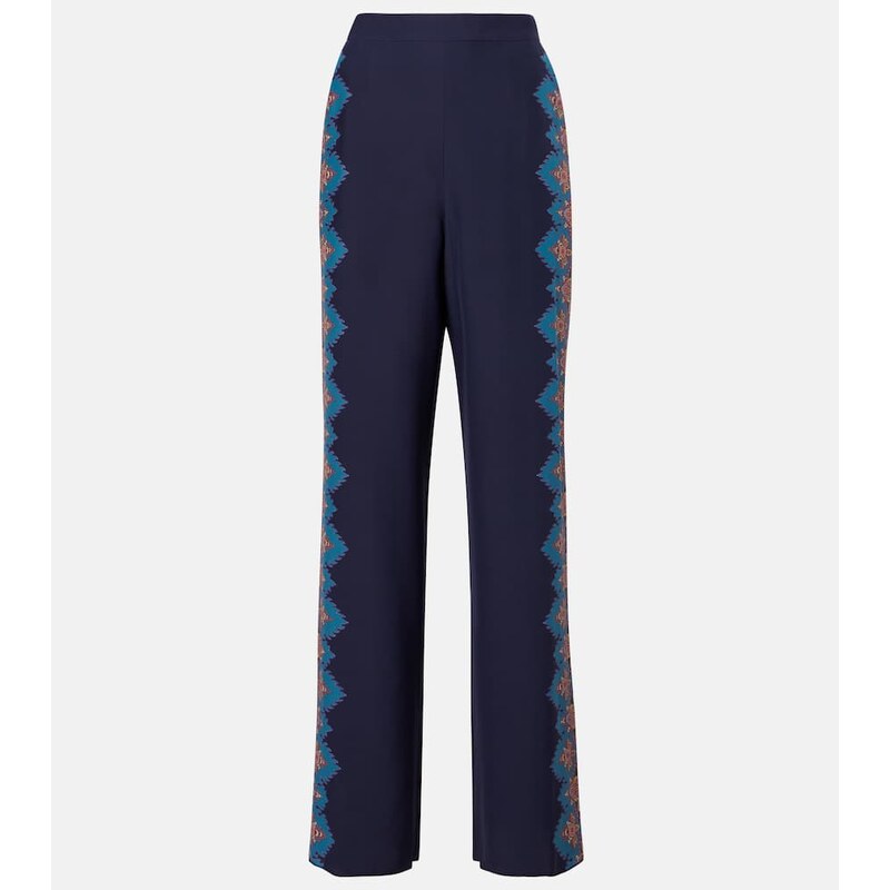 Etro Printed silk crÃªpe de chine straight pants
