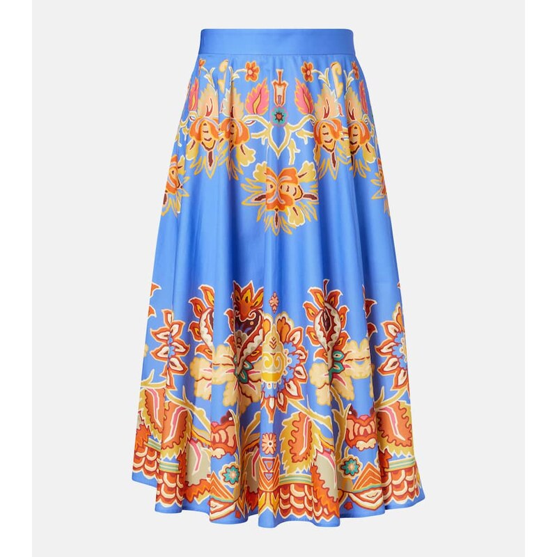 Etro Printed cotton midi skirt