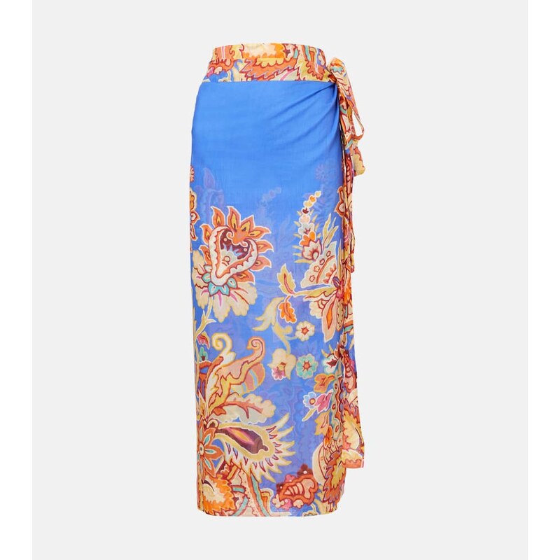 Etro Printed cotton and silk wrap skirt