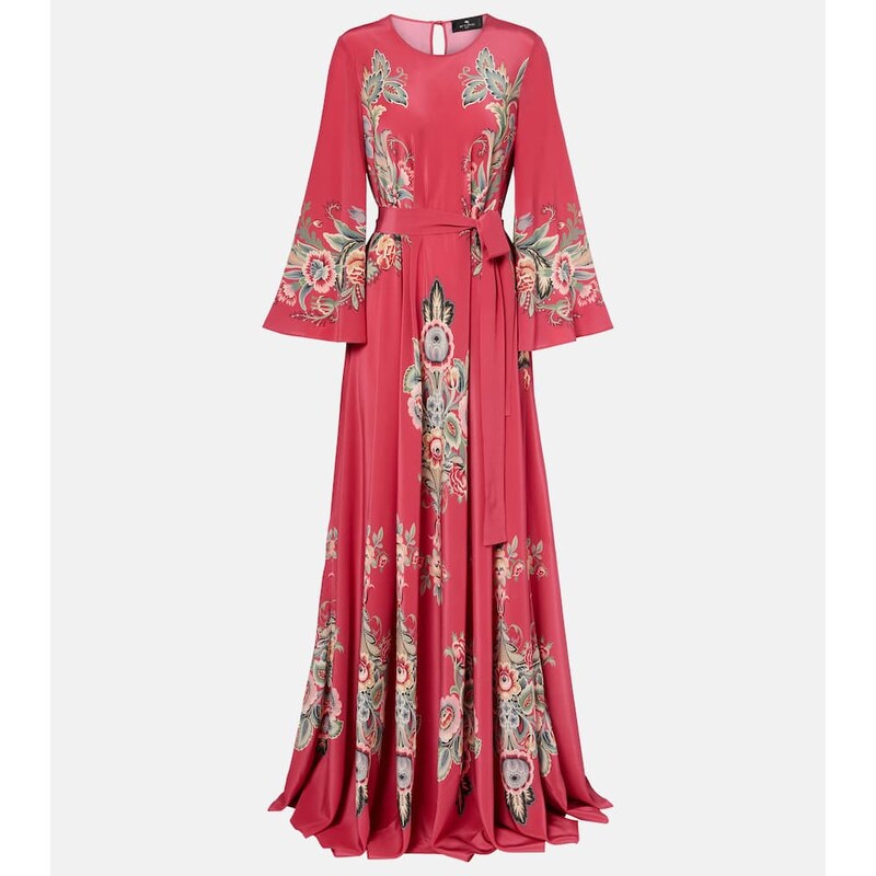 Etro Belted printed silk maxi dress