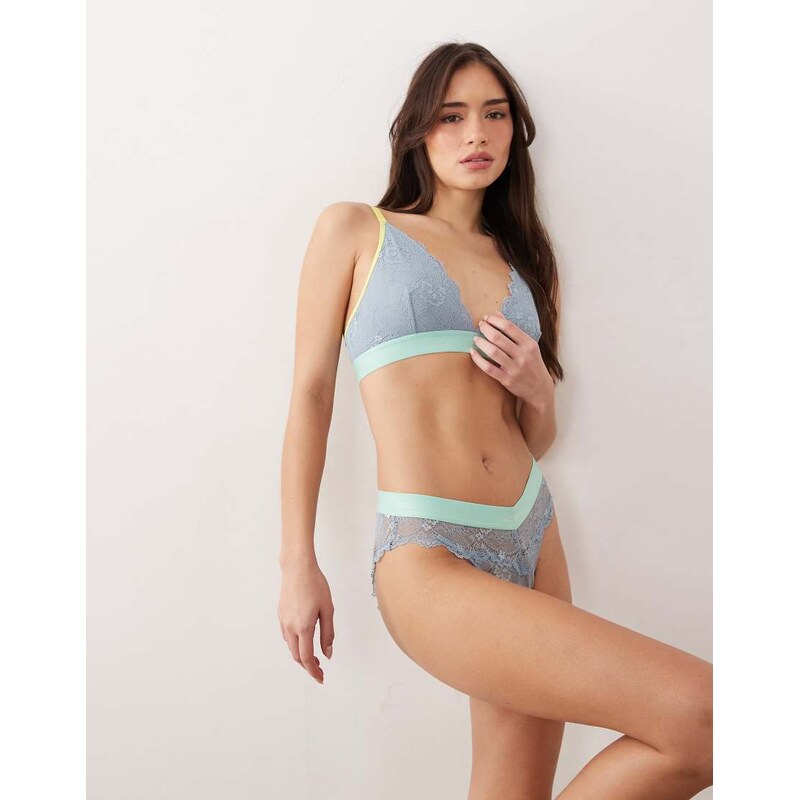 Lemonade Dolls Trilogy lace brazilian brief in denim blue 115519494