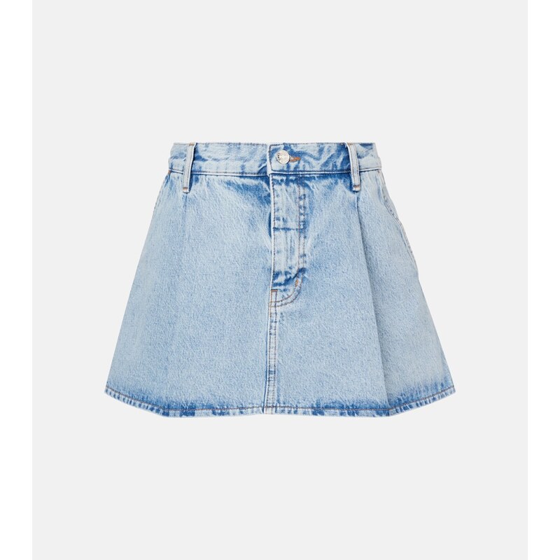 Frame Pleated denim miniskirt