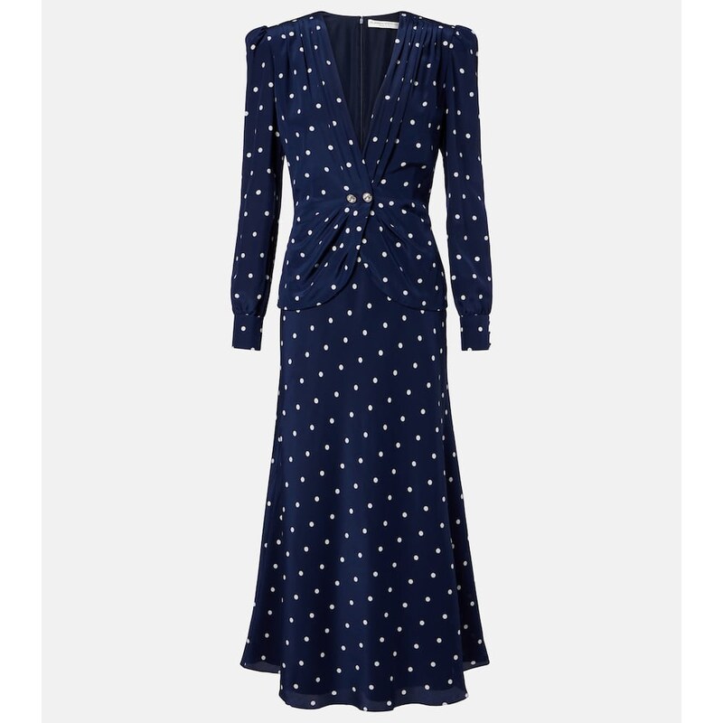 Alessandra Rich Polka-dot silk midi dress