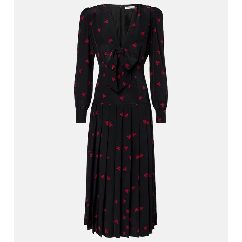 Alessandra Rich Bow-detail printed silk midi dress