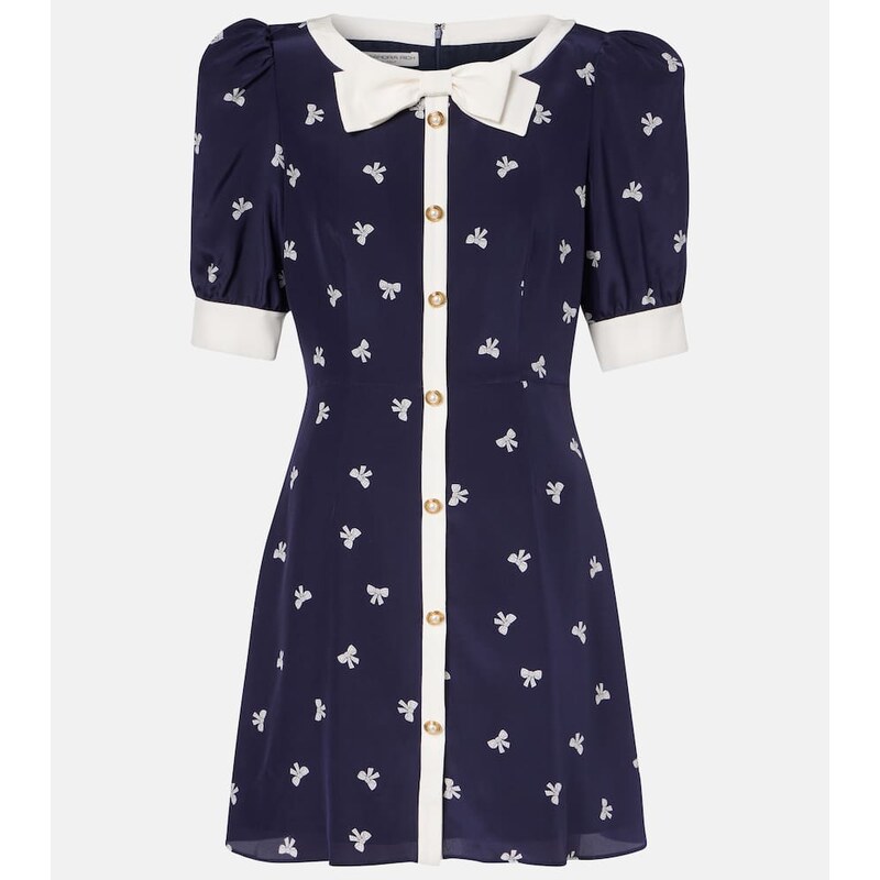 Alessandra Rich Bow-detail polka-dot silk minidress