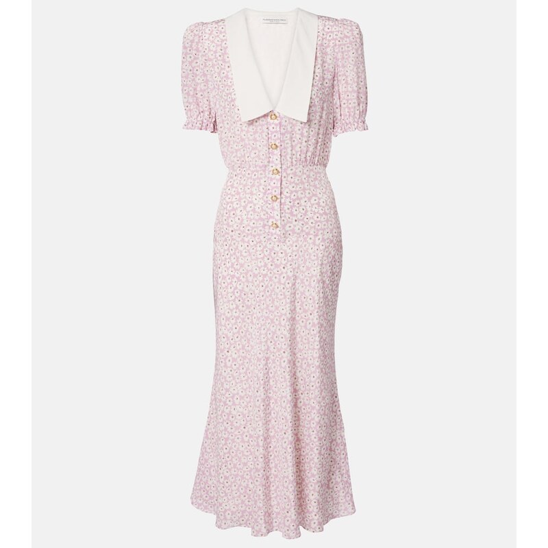 Alessandra Rich Flower silk midi dress