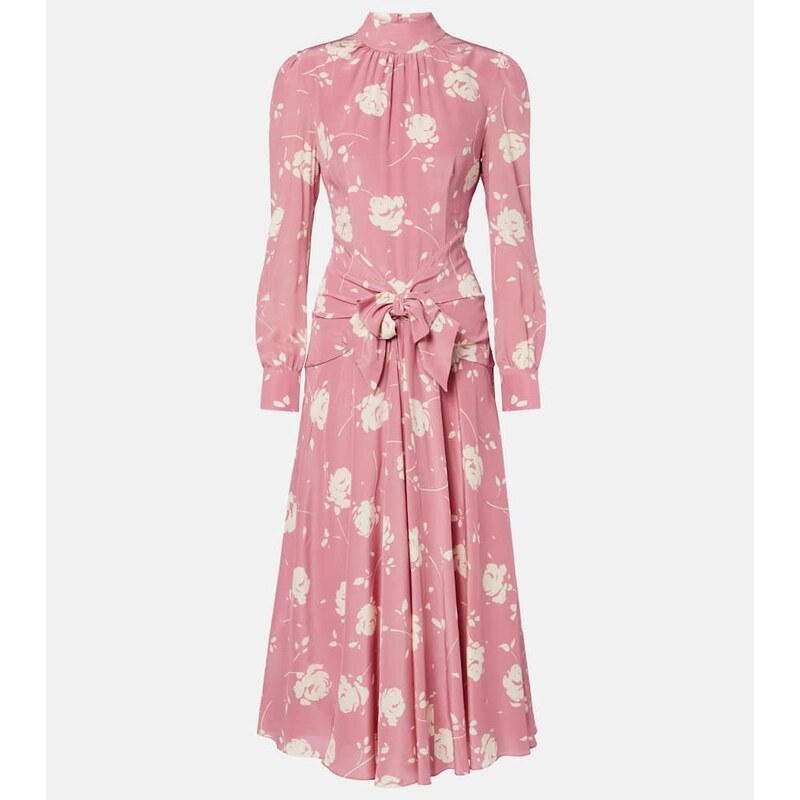 Alessandra Rich Bow-detail floral silk midi dress