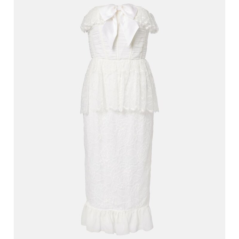 Alessandra Rich Lace and silk georgette bustier dress