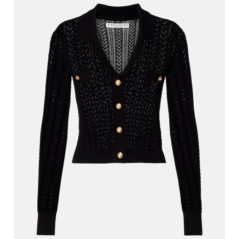 Alessandra Rich Pointelle cotton and cashmere cardigan
