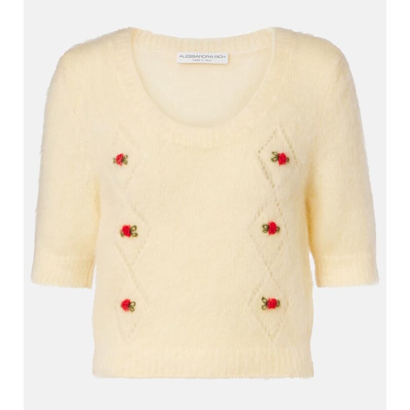Alessandra Rich Embroidered mohair-blend sweater