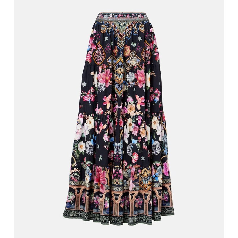 Camilla Crystal-embellished poplin maxi skirt