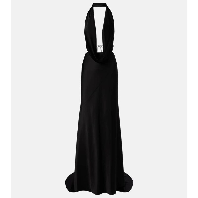Alex Perry Halterneck open-back satin crÃªpe gown
