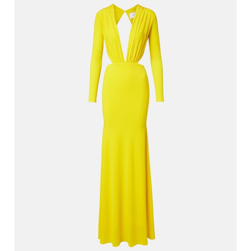 Alex Perry Ruched open-back crÃªpe jersey gown
