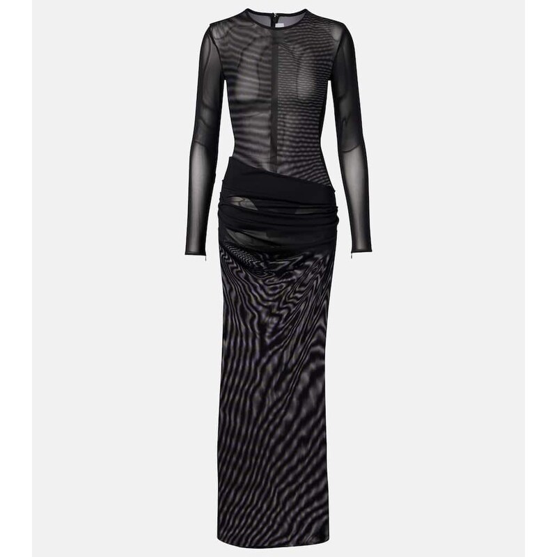 Alex Perry Ruched sheer mesh gown