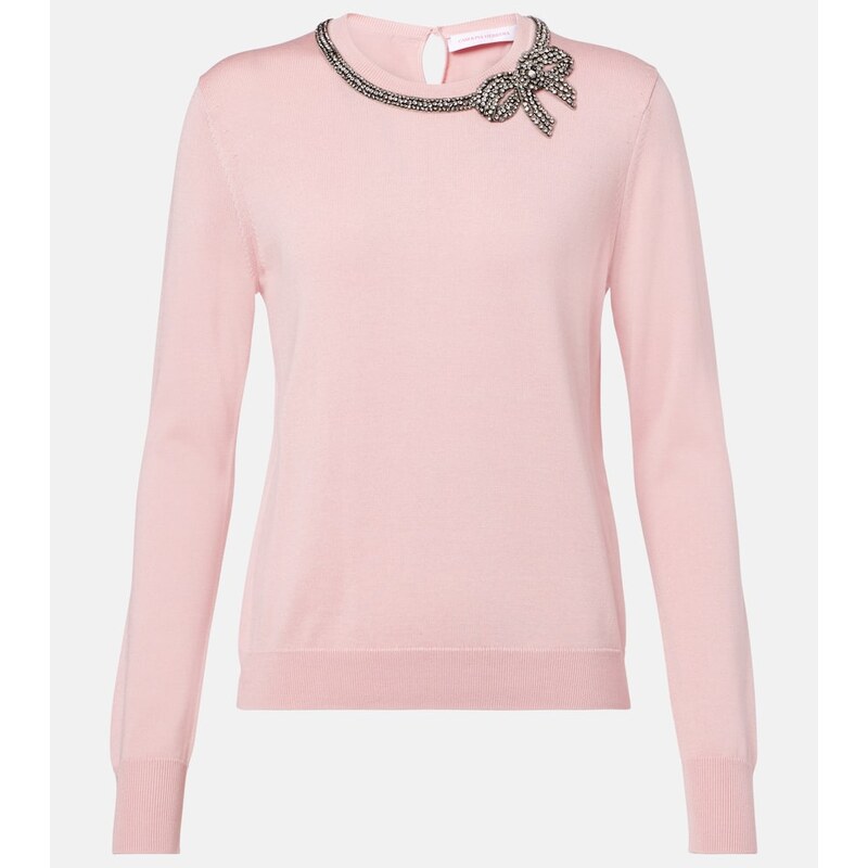 Carolina Herrera Embellished silk and cotton sweater