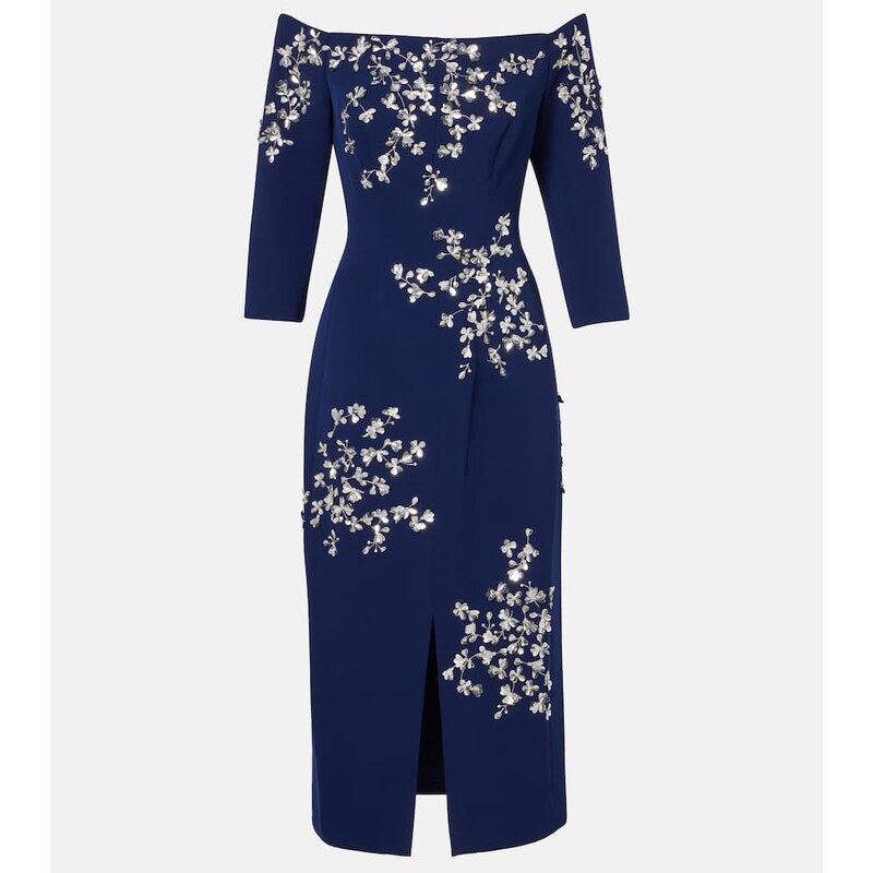Carolina Herrera Embellished off-shoulder midi dress