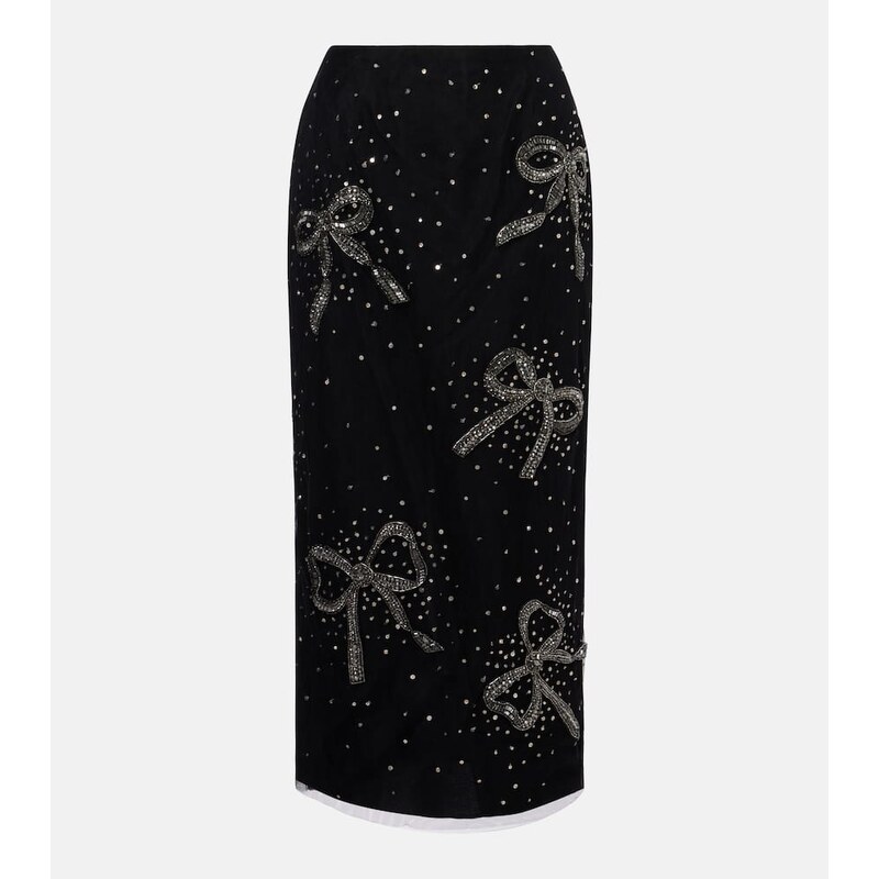 Carolina Herrera Embellished sheer midi skirt