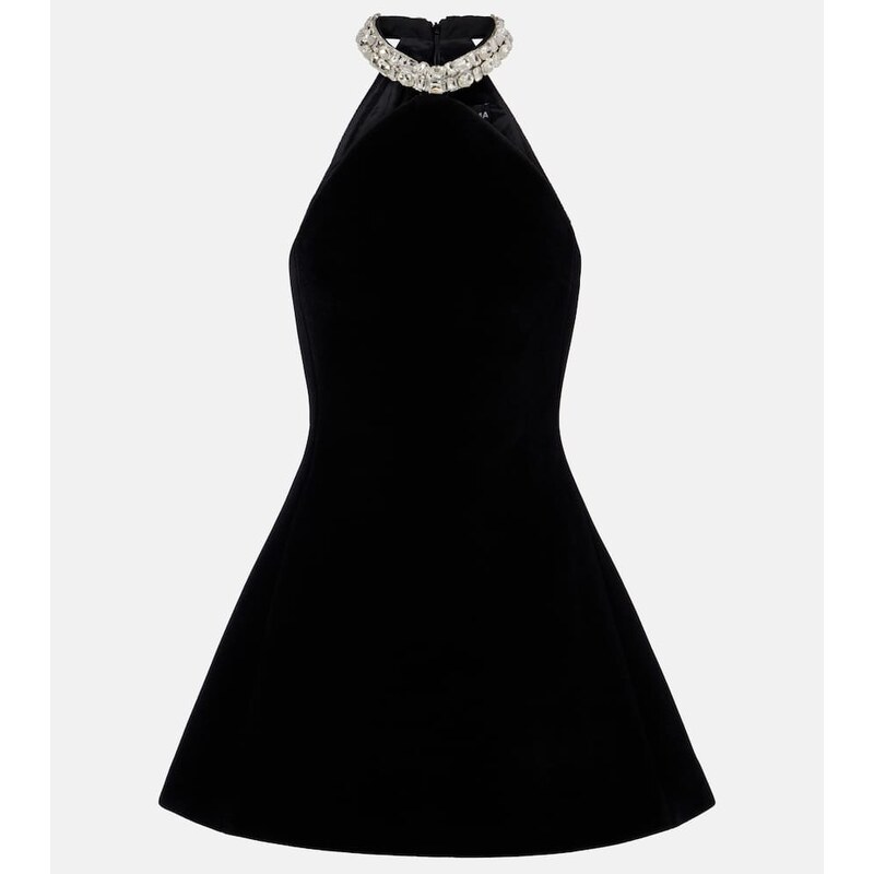 David Koma Crystal-embellished halterneck minidress