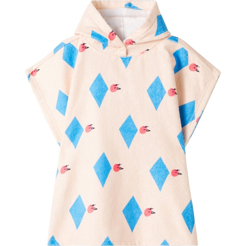 Jellymallow Diamond Bird printed terry poncho