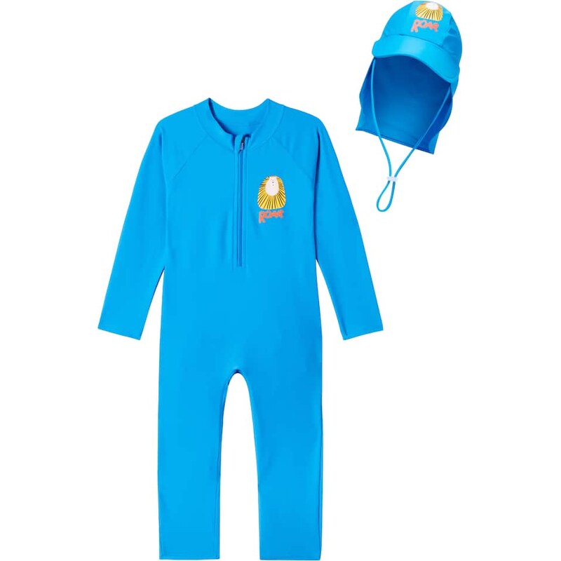 Jellymallow Lion rashguard swimsuit and sunhat set
