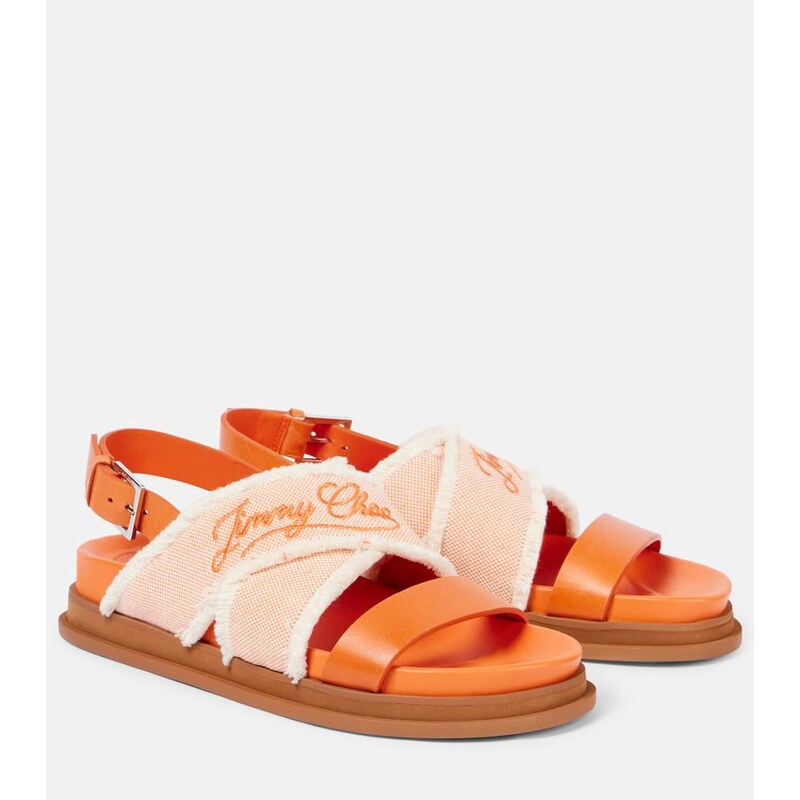 Jimmy Choo Joa canvas and leather sandals