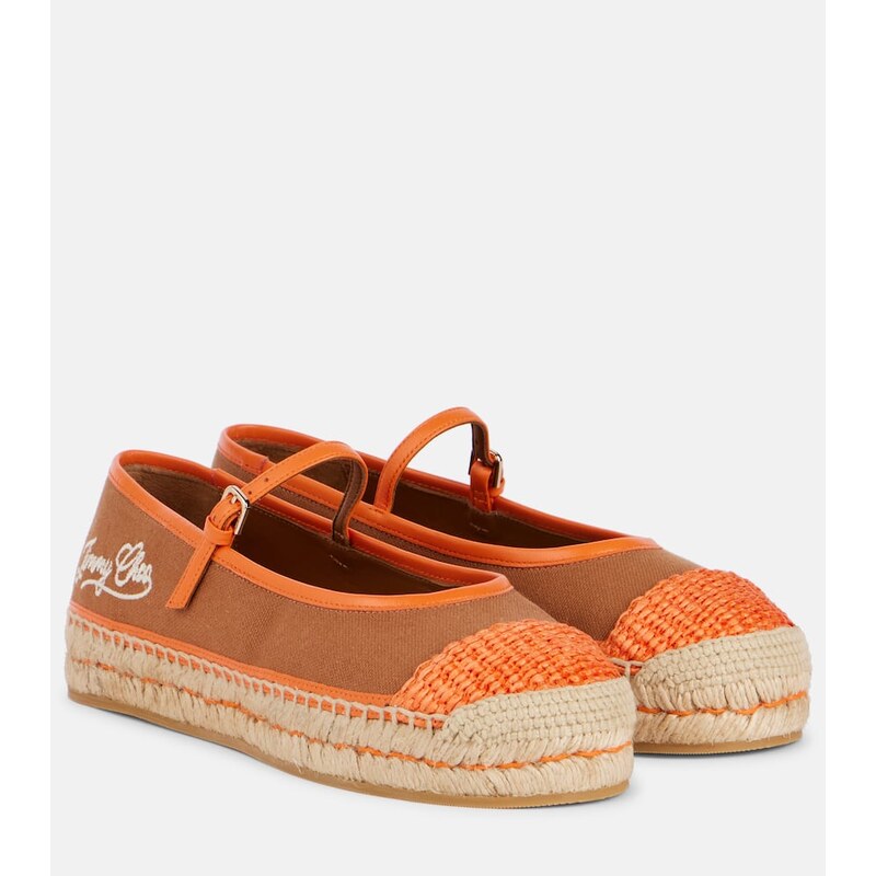 Jimmy Choo Aciel leather-trimmed canvas espadrilles