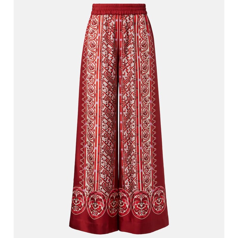 La DoubleJ Printed silk twill palazzo pants