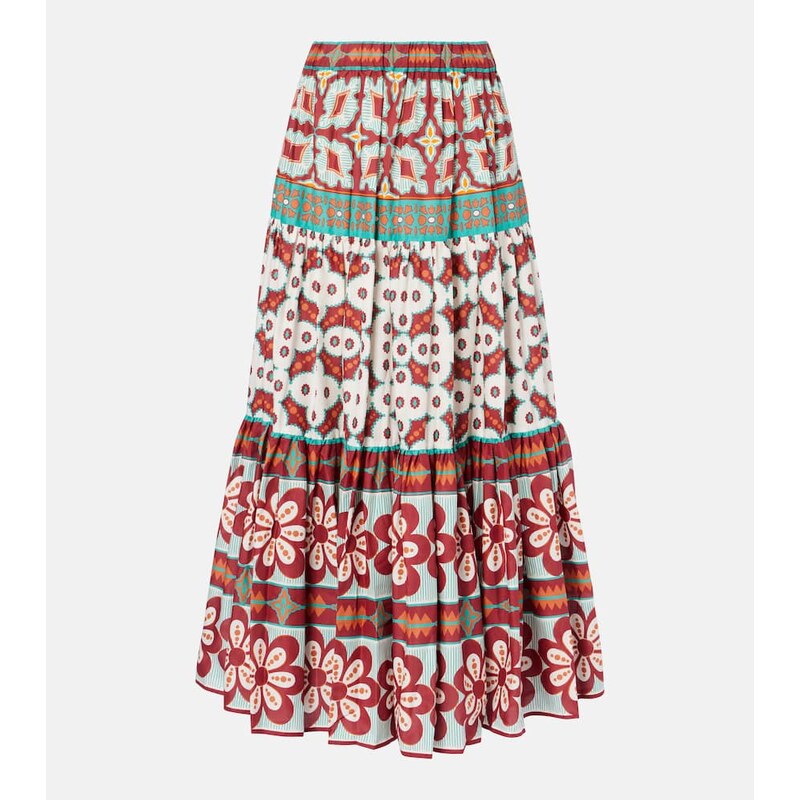 La DoubleJ Big printed tiered cotton maxi skirt