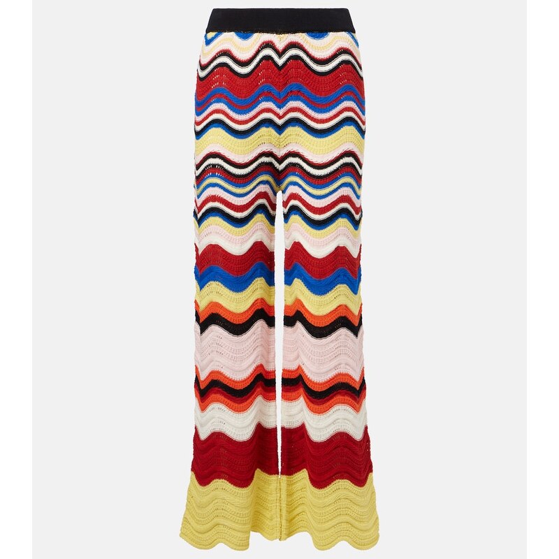 La DoubleJ Chevron crochet cotton wide-leg pants