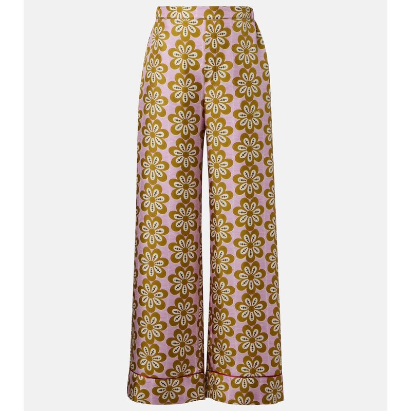 La DoubleJ Floral silk twill pajama pants