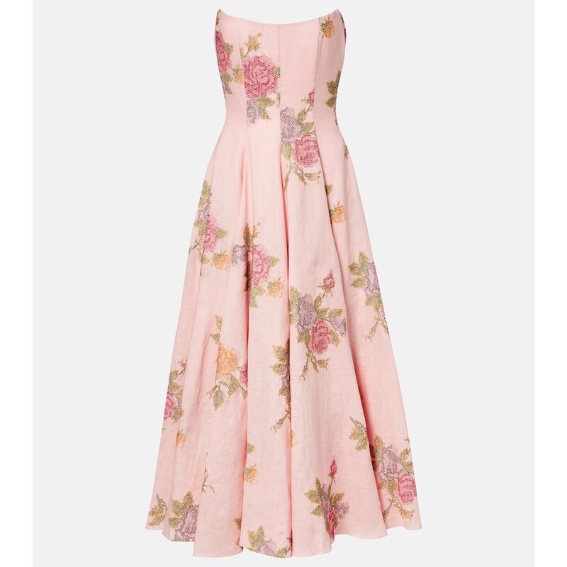 Markarian Floral linen corset dress