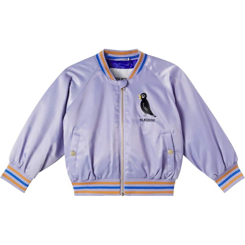 Mini Rodini Embroidered logo satin bomber jacket