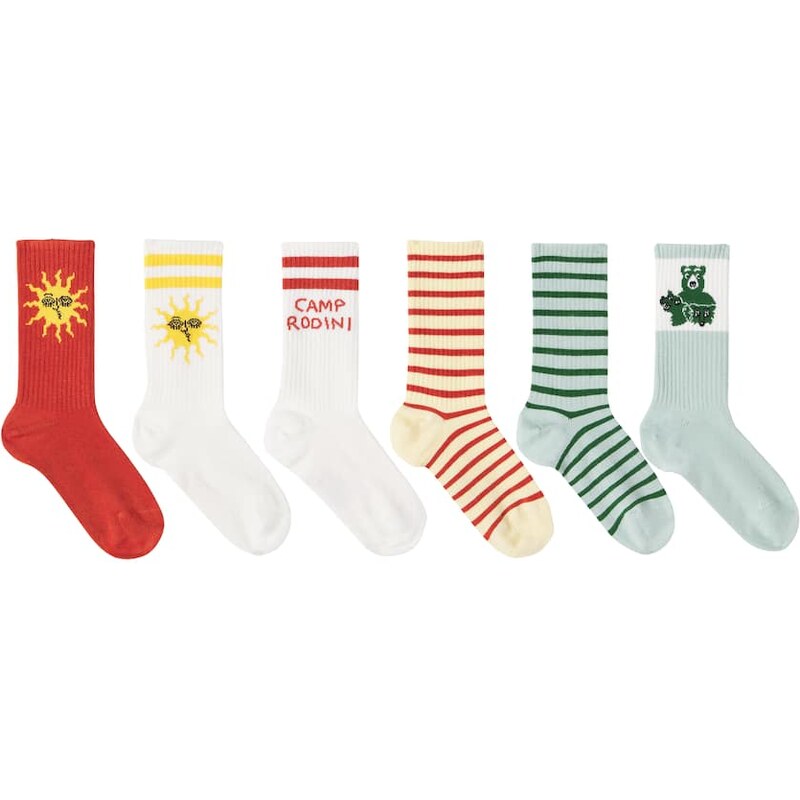 Mini Rodini Set of 6 printed cotton-blend socks