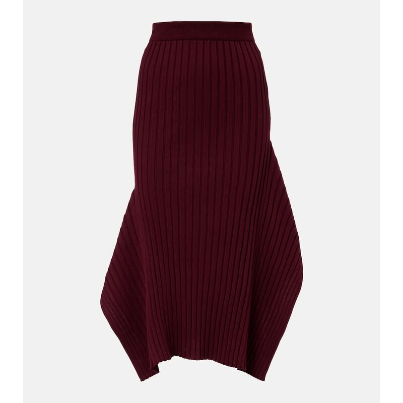 Stella McCartney Asymmetric ribbed-knit midi skirt