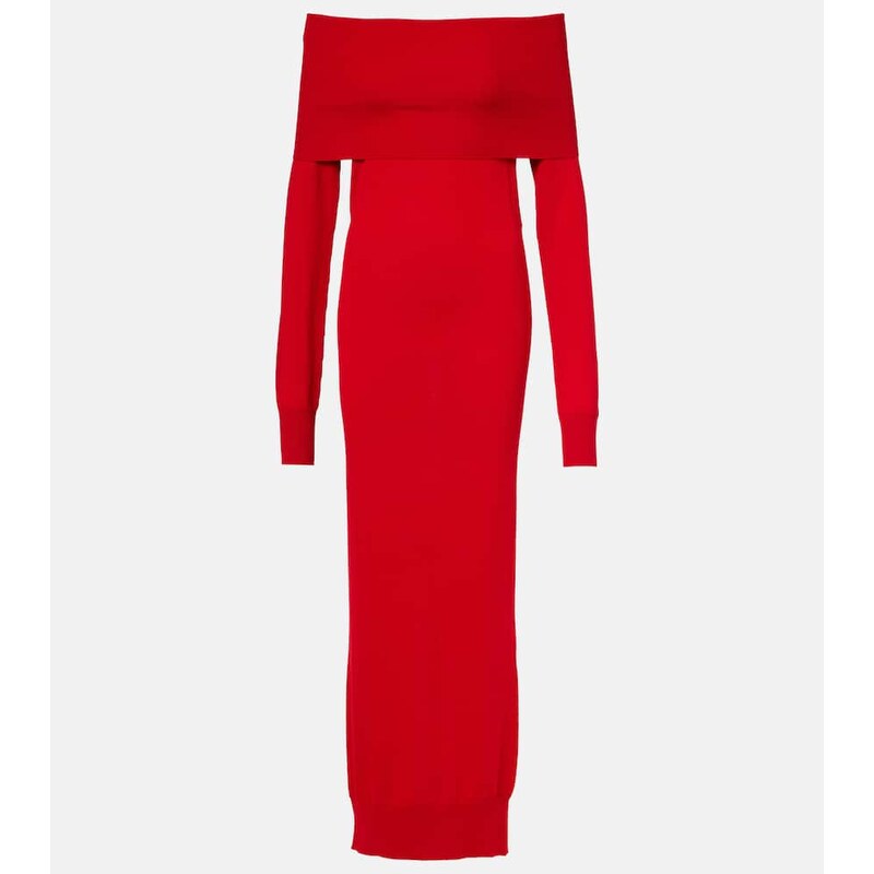 Stella McCartney Off-shoulder virgin wool maxi dress