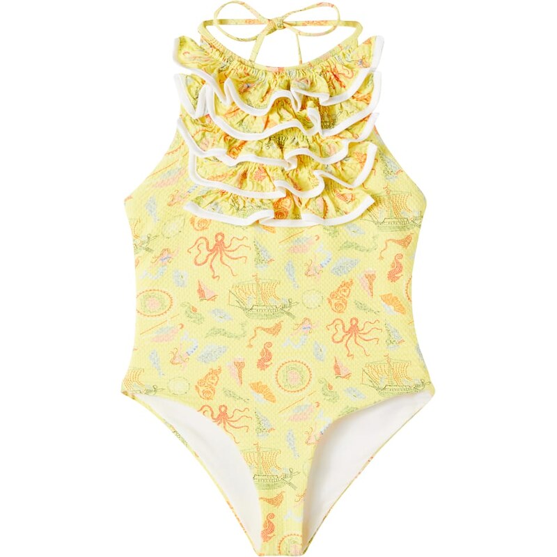 Marysia Bumby Bumby Aman printed ruffled swimsuit