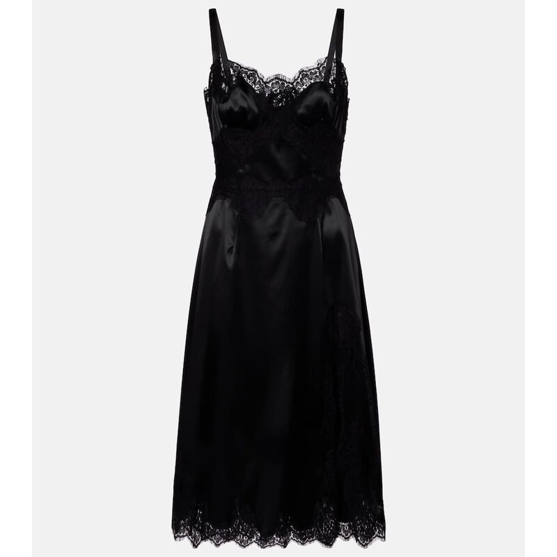 Dolce&Gabbana Lace-trimmed satin slip dress